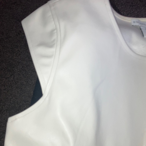 Chic Cream Women's Blouse faux leather - Picture 7 of 7